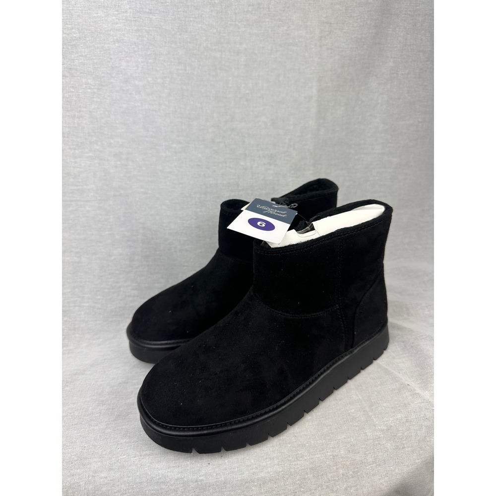 Universal Thread Womens Black Faux Suede Ankle Boots Memory Foam Size 6 NWT